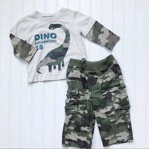 •Jumping Beans• camo dino tee/pant set